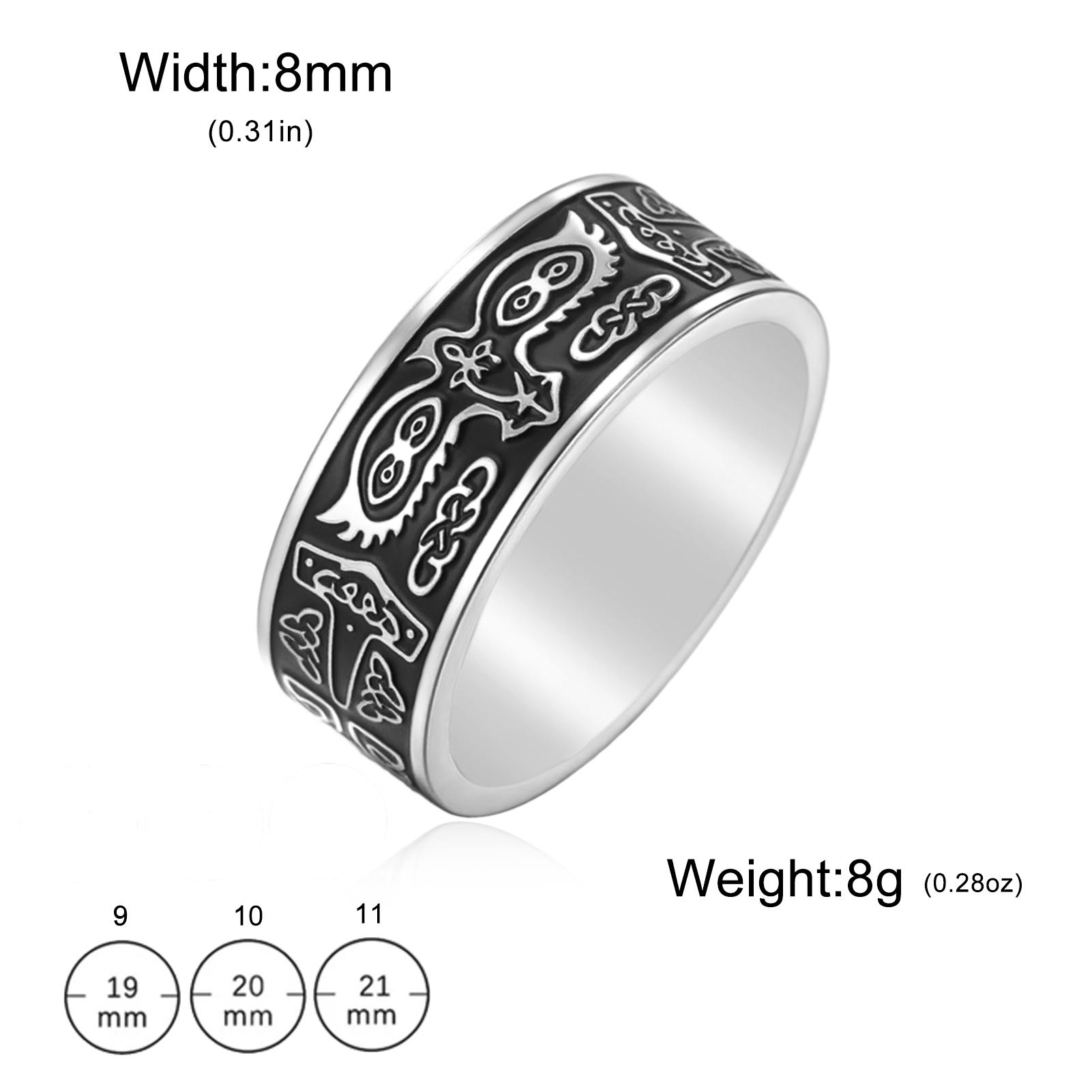 Viking Odin Raven & Thor s Hammer Mjolnir Ring Stainless Steel Norse Celtic Knot Ring Vintage Nordic Mythology Amulet Jewelry 9