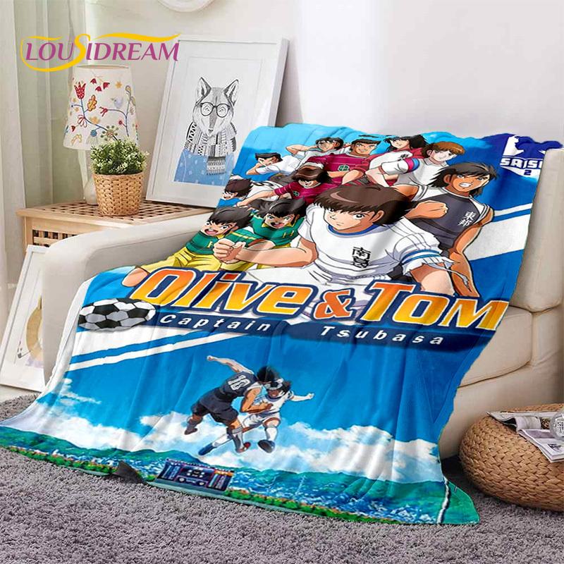 Cartoon Captain Tsubasa Fußball Weiche Flanelldecken, Überwurfdecke Bequeme Decke für Picknick Betten Sofa Zuhause Schlafzimmer Geschenke