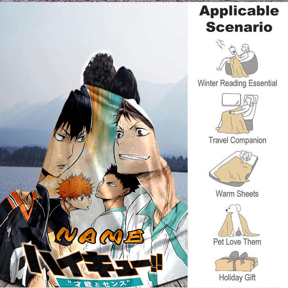 Custom 1pc Haikyuu!! Team Spirit Blanket, Soft And Comfortable Blanket, Casual Warm, Camping Travel Blanket, Birthday Gift Q91277