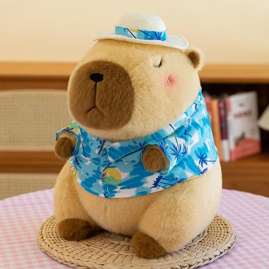 Children Yellow Duck Swim Ring Capybara Plush Toy Cute Simulation Beachwear Capibara Kawaii Stuffed Animal Birthday Travel Gift