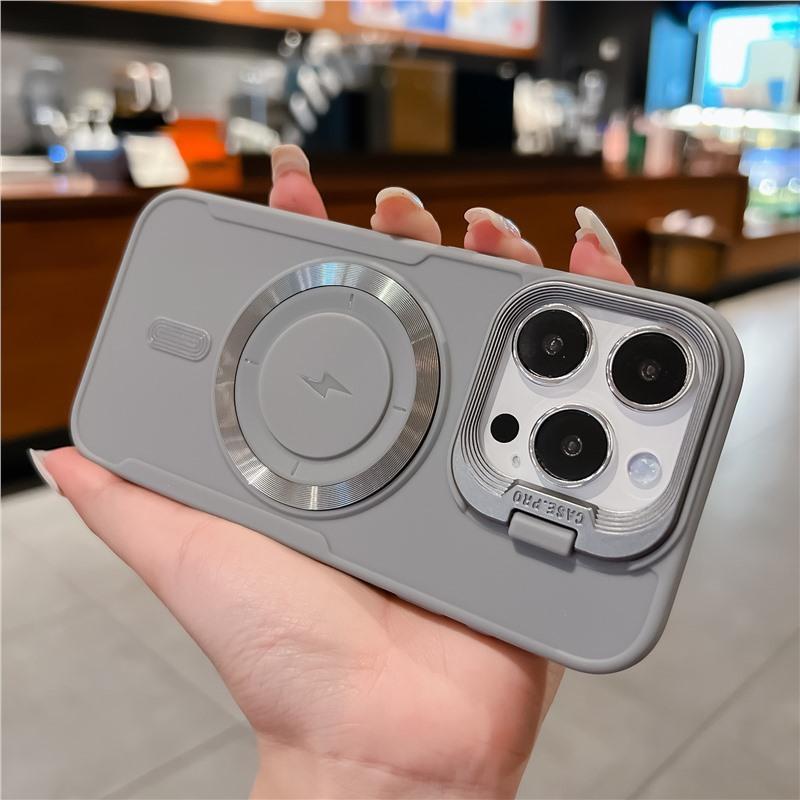 Applicable iPhone17 mobile phone case matte Apple 15 lens holder magnetic protective case 16 pro premium sense