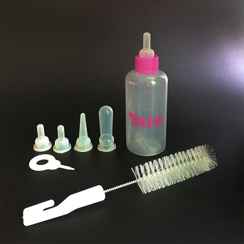 2026 New 60ML Mini Pet Nursing Bottle Set with 5 Silicone Nipples for Kittens Puppies Rats Small Animal Feeding KTY