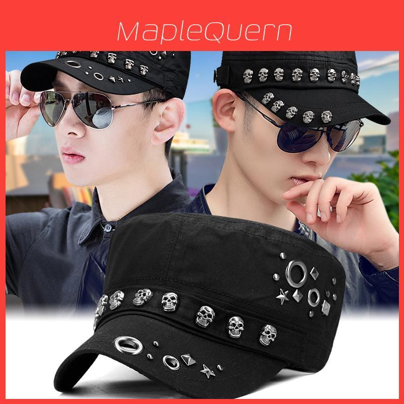 Skull Head Embroidered Flat Brim Hat With Sun Protection For Streetwear And Men