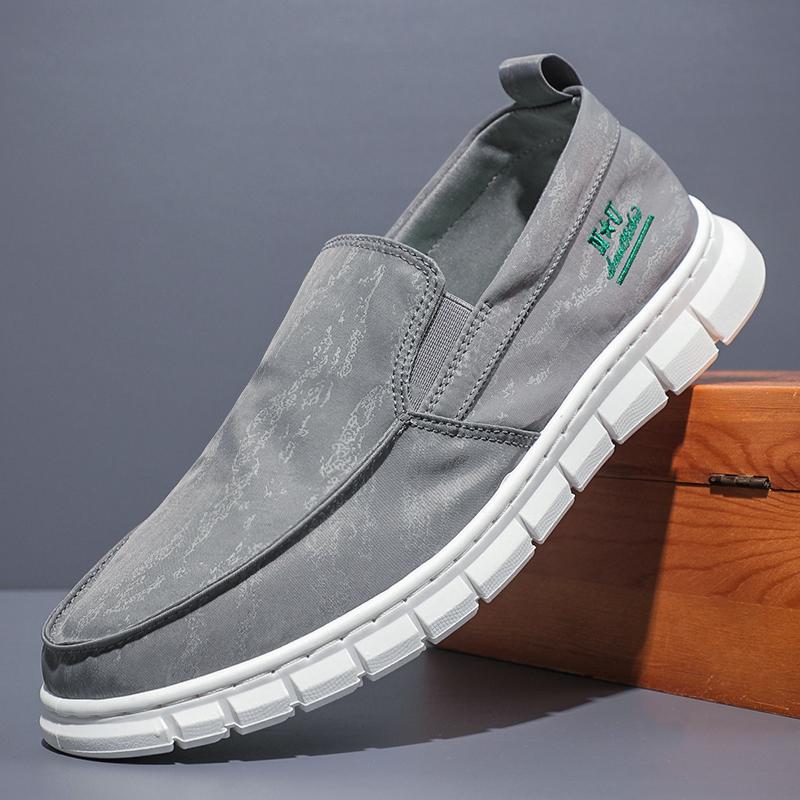 

Fashion Men Canvas Slip On Shoes Breathable Spring Fashion Patchwork High Quality Male Casual Sneakers Lazy Driving Shoes Z3006 38 сірий колір