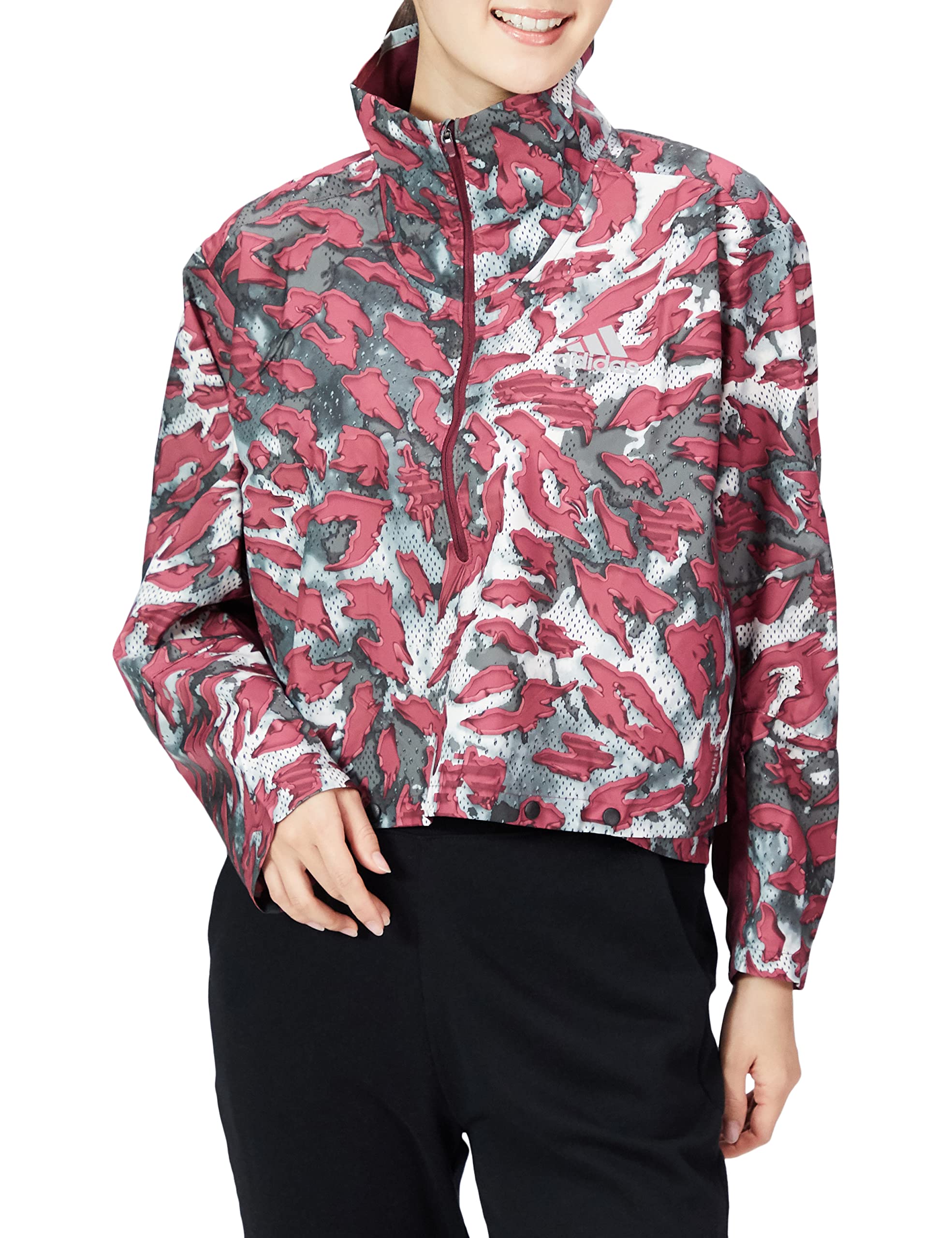 

Adidas Running Fast Graphic Prime Blue Jacket BL562 Victory Crimson S Women s (GU3829)