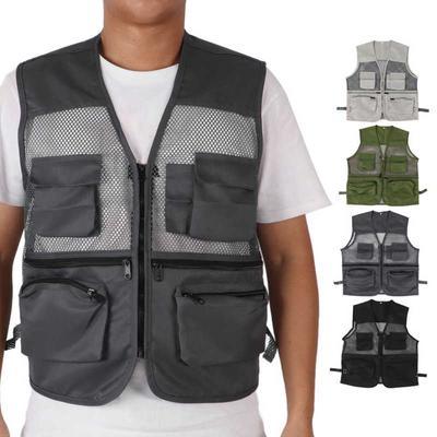 Reflective Mesh Vest Emergency Management Safety Multi-pocket Tooling Photojournalist Overalls Vest Men and Women Outdoor Fishing Vests