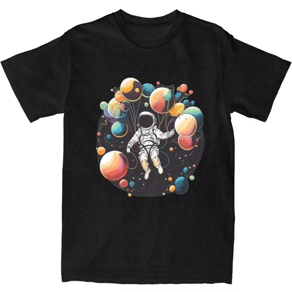 Astronaut In Space T-Shirt Men Planets Solar System Vintage  T Shirts Summer Comfortable Harajuku Tees Print Oversize Tops