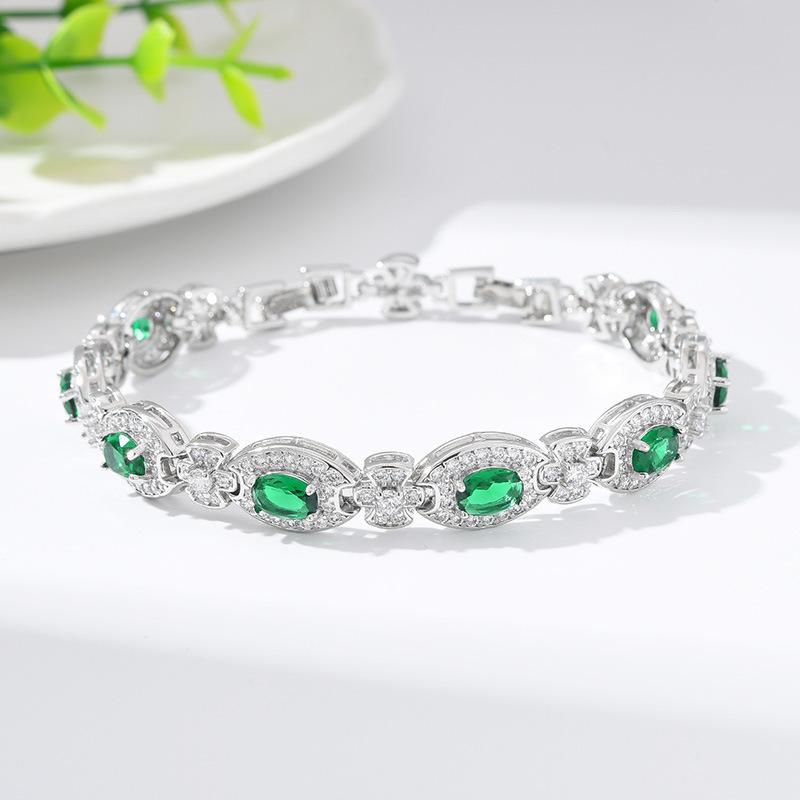 

Casual Zircon Bracelet Girls Flower Light Luxury Exquisite Jewelry зелёный