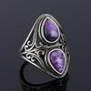 Charms 6x9MM Natural Charoite Beads Rings Women's  CopperJewelry Vintage Ring Anniversary Party Gifts For Women