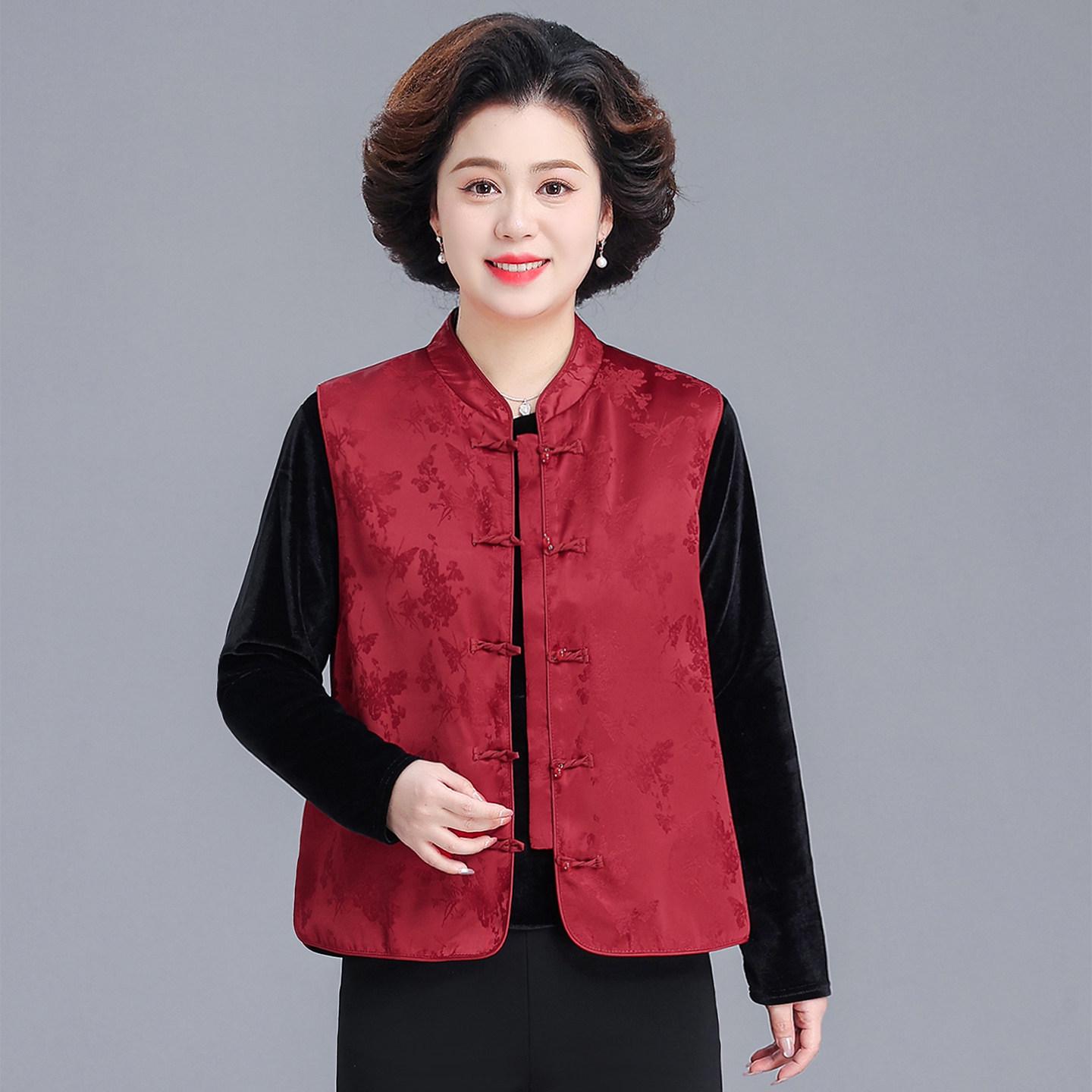 

2026 Mother s Day New Chinese Style Spring Vest for Middle-Aged and Elderly Women L (below 110 Jin recommended)