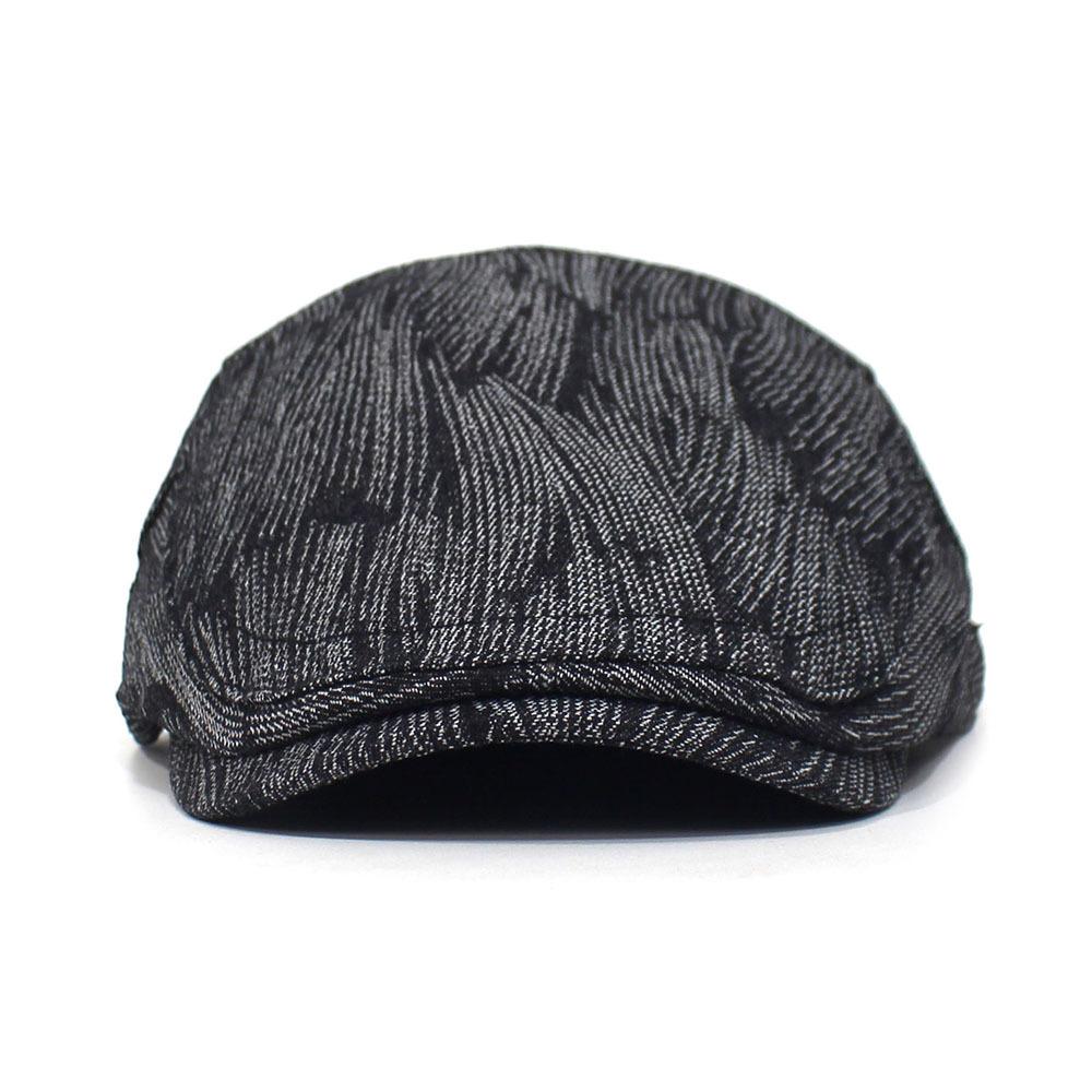 Fashion Cotton Jacquard Denim Beret British Vintage Versatile Forward-Facing Cap Striped Duckbill Cap Men's Trendy