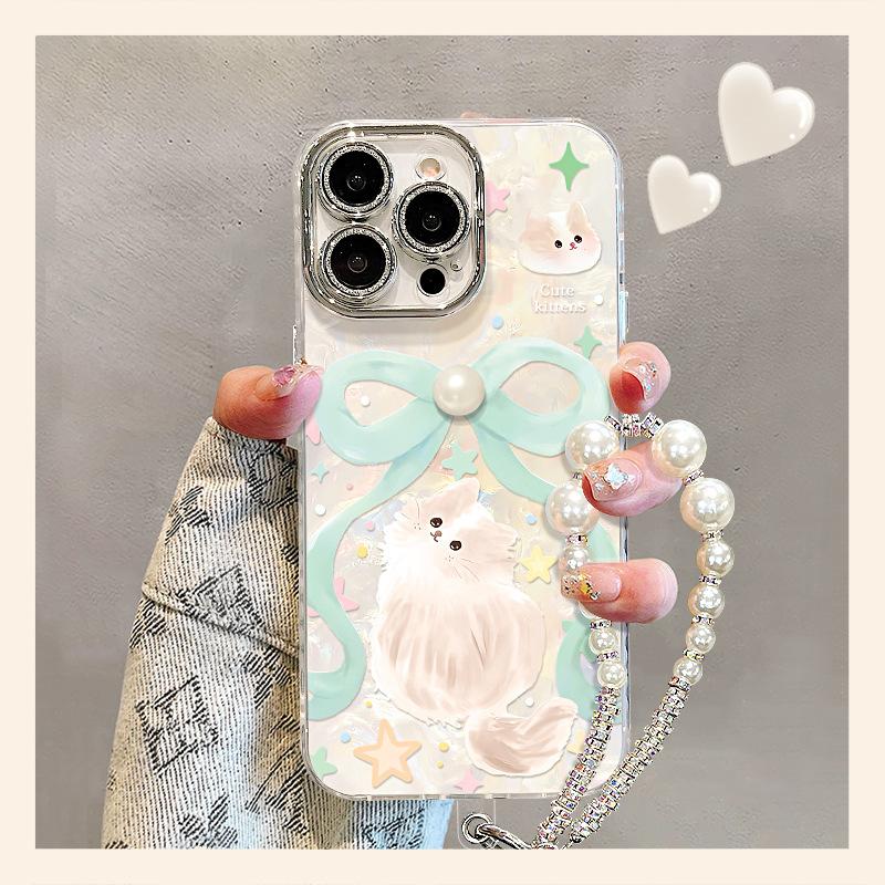 Bow cat is suitable for 17promax mobile phone case iphone16 cute 15 three-dimensional 14 high-value girls 13