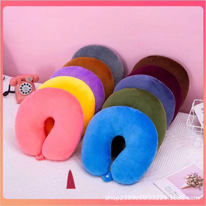 

Подушка-подголовник U-образной формы однотонная для путешествий и офиса Non-removable PP Cotton (Random Color)