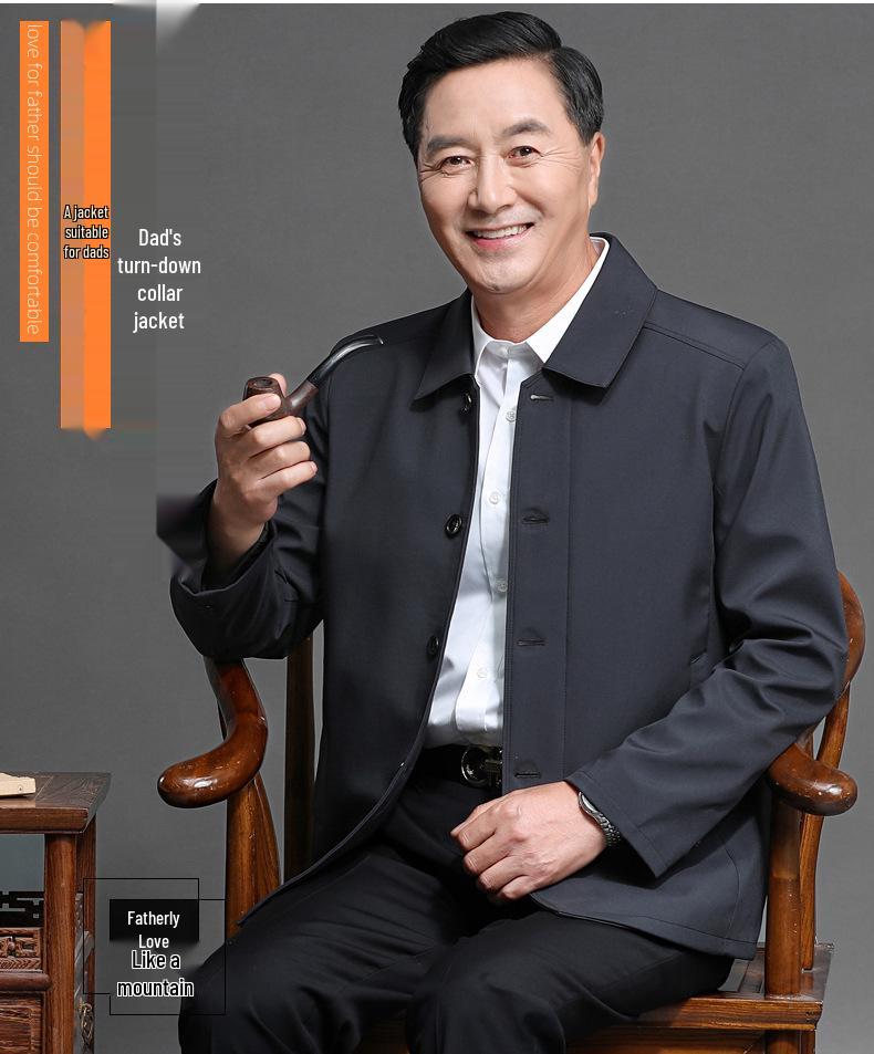 Middle-Aged and Elderly Men's Spring and Autumn Jacket – Ideal for 70-80-Year-Old Grandpa.