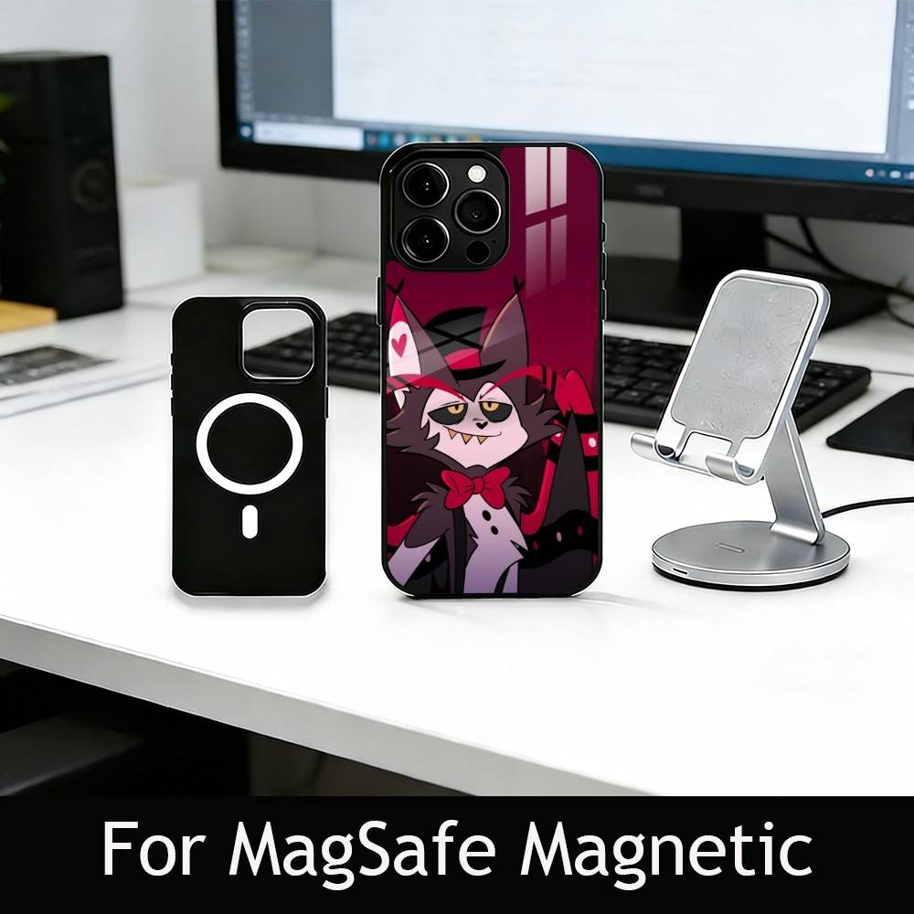 H-Hazbin H-Husk Telefoonhoesje Voor iPhone17,16,15,14,13,12,11 Plus,Pro Magnetisch Voor Magsafe Draadloos Opladen