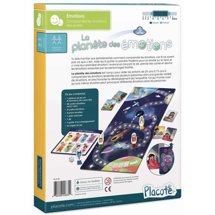 Lot jeux educatifs la planète des emotions + l'ecole des monstres version française + 1 règle marque page en bois blumie