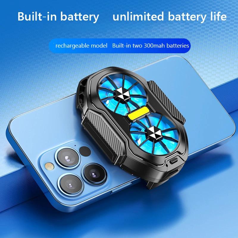 FS01 Dual Fan Mobile Phone Cooler Plug-in/Rechargeable Gaming Cooling Radiator with Universal Back Clip for Mobile Phones