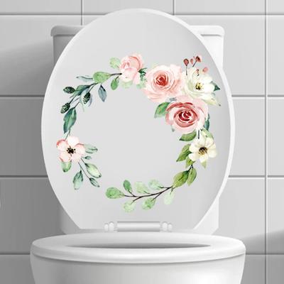 Adesivi per WC a forma di fiore di peonia, colori vivaci, facili da applicare, duraturi, aderenza salda, bagno creativo