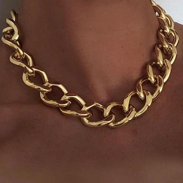 17 km Stylové Stylové Asymetrické Zámek Náhrdelníky Twist Zlatá Barva Tón Barvy Robustní Tlustý Dámský Zámek Choker Řetěz Náhrdelníky Sběr Sběr