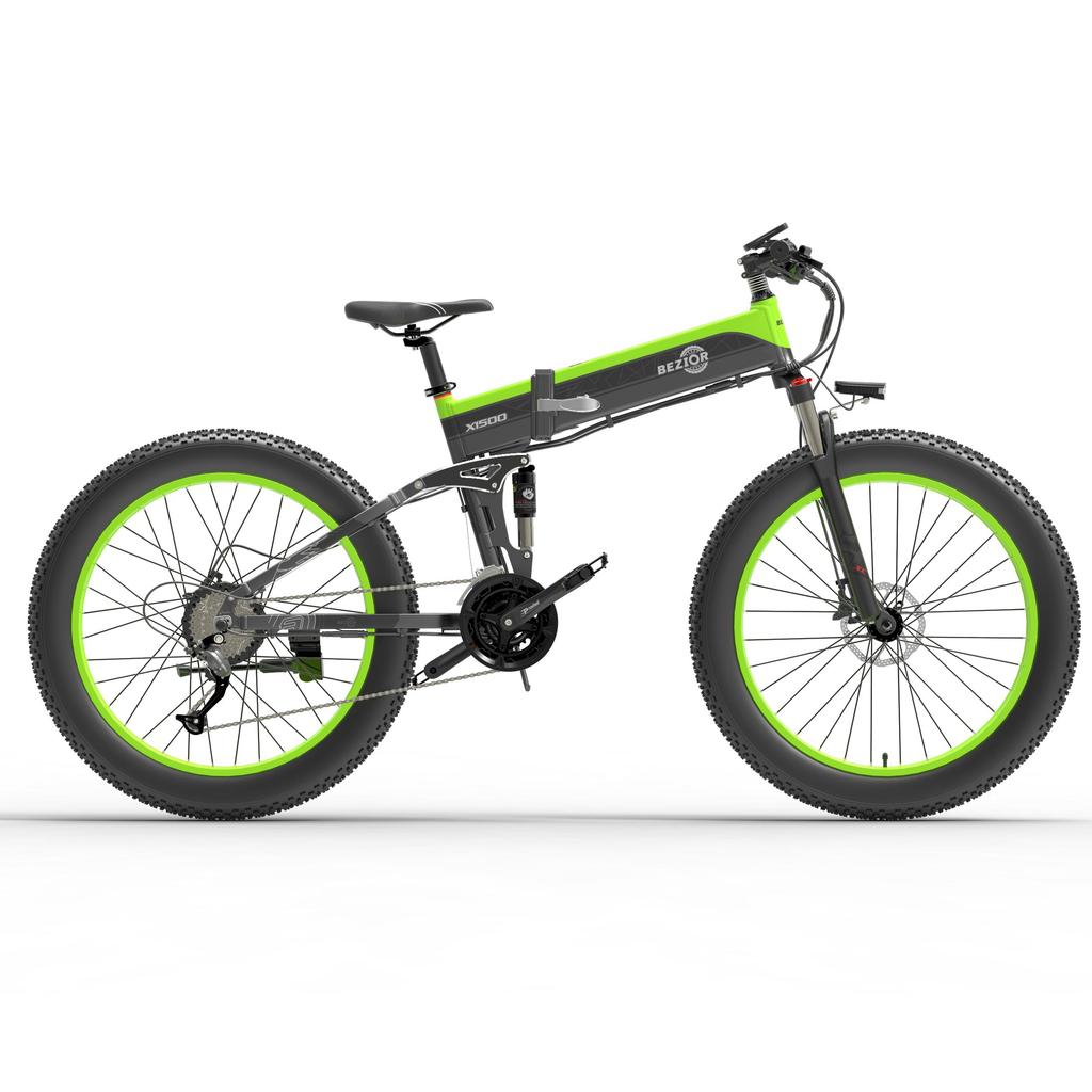 BEZIOR X1500 Skladací elektrický bicykel do každého terénu 1500W motor 48V12.8AH batéria Mestský vonkajší elektrický bicykel 26-palcové terénne pneumatiky E-horský bicykel