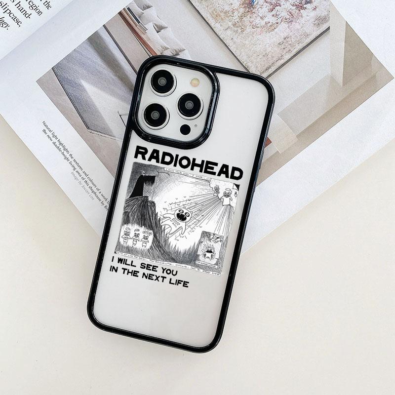 Transparente Handyhülle mit Radiohead-Motiv für iPhone 14, 12, 11, 13 Pro Max, X, XR, XS, SE (2020), 7, 8 Plus