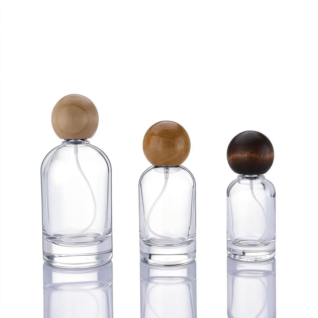 Transparent Cylindrical Glass Perfume Bottle with Bayonet Screw Cap