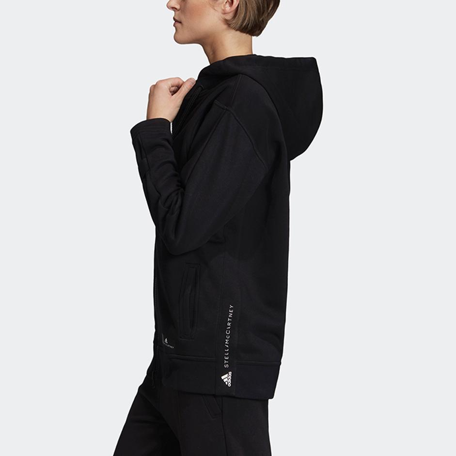 Adidas Stella McCartney Kolaborace Ess Mikina Pohodlná Sportovní Bunda s Kapucí Dámská Bunda Černá EA2543