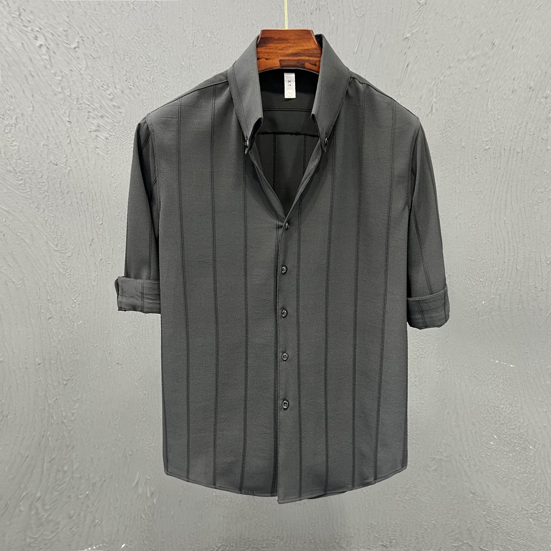 

Men s Trendy Slim-Fit Striped Long-Sleeve Shirt - Rebellious and Handsome Casual Summer Wear XXXL чорний