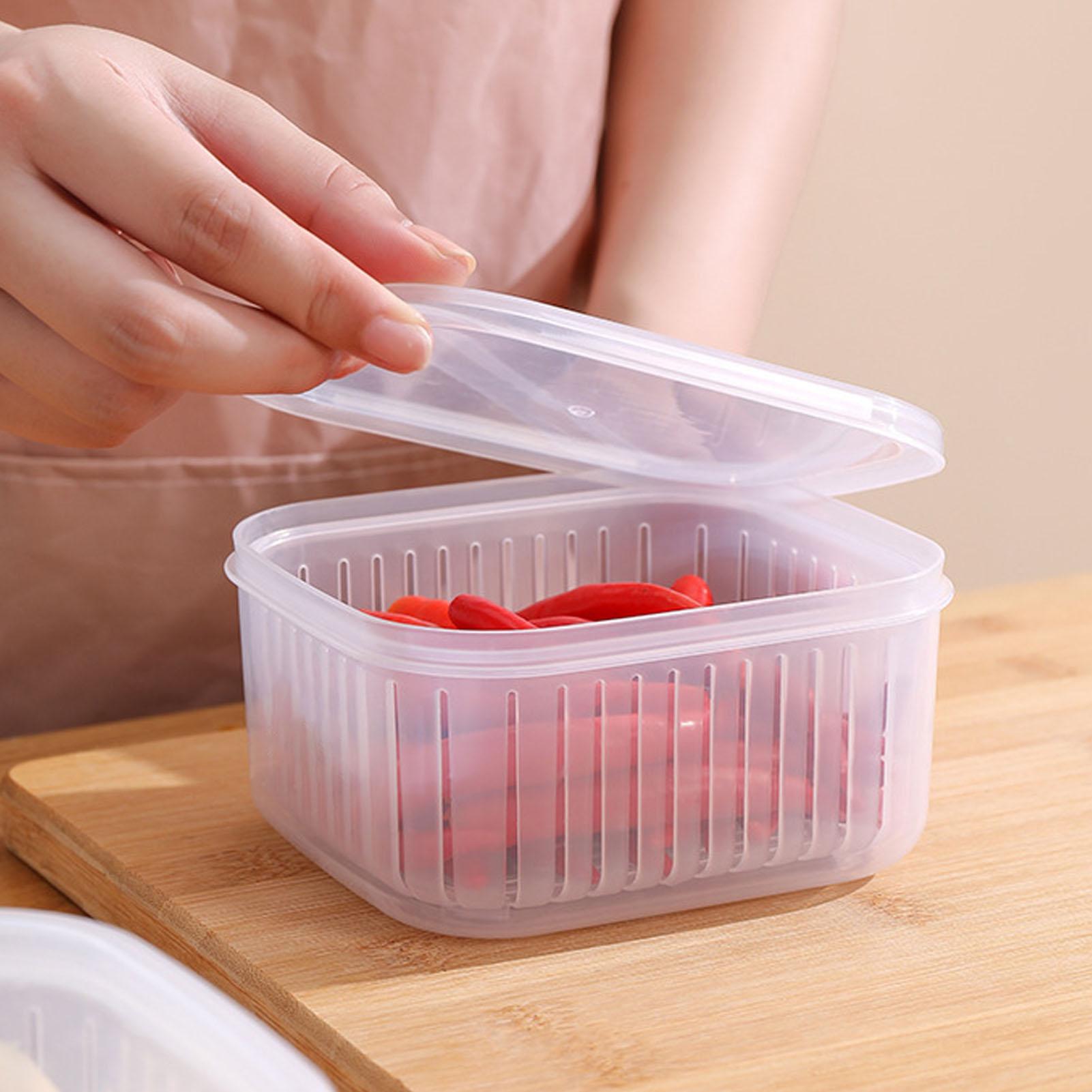 

Raining Fruit Storage Containers for Fridge Keep Freshness Sealed Lid Clear Vegetable Fruit Fridge Organizer