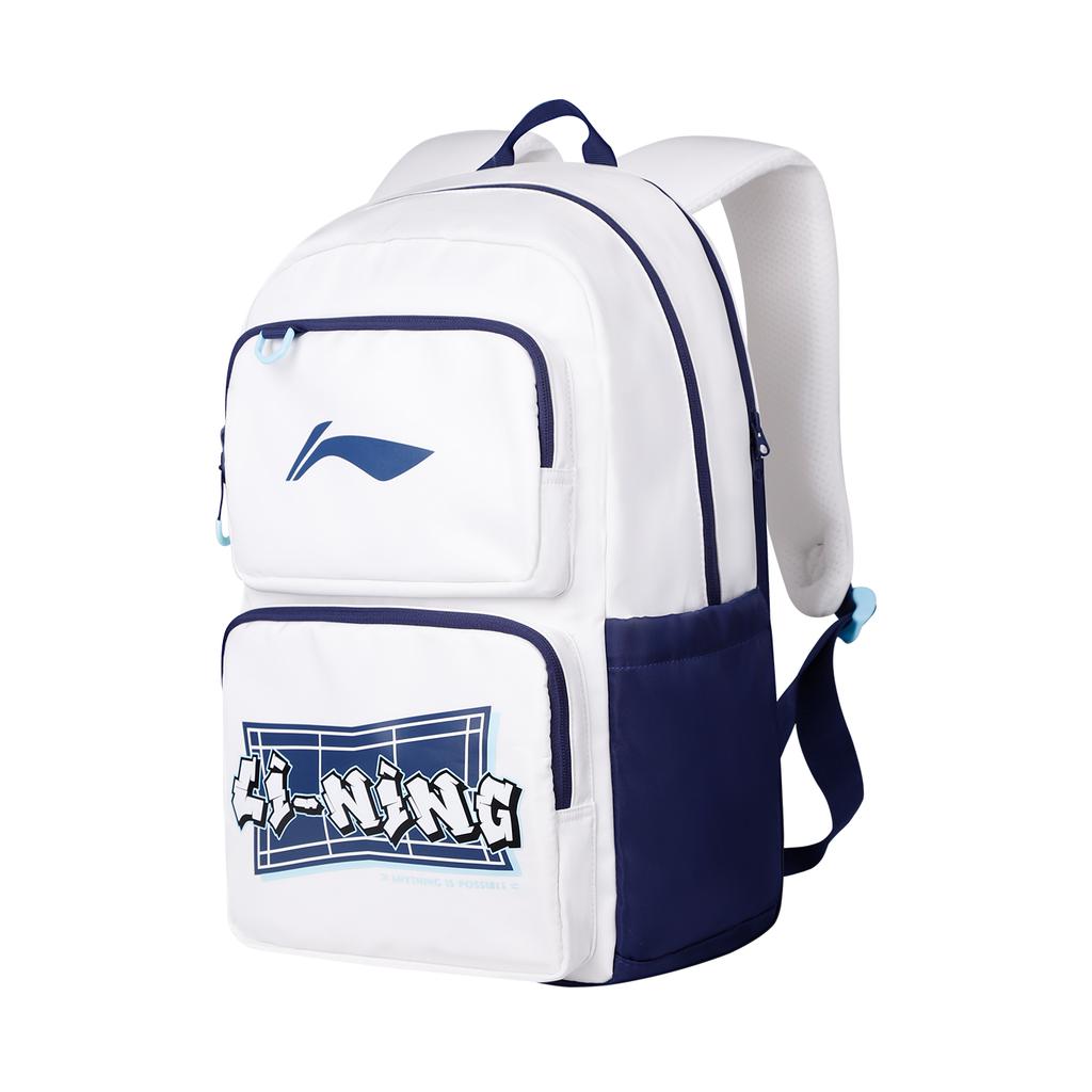 Li Ning Polyester Backpack Regular Unisex White Blue ABSW231-2