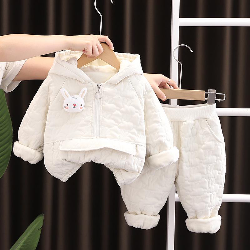 Winter 2025 Baumwolljacke mit Fleecefutter und Anzug-Set für Mädchen, Kleinkinder und Kleinkinder