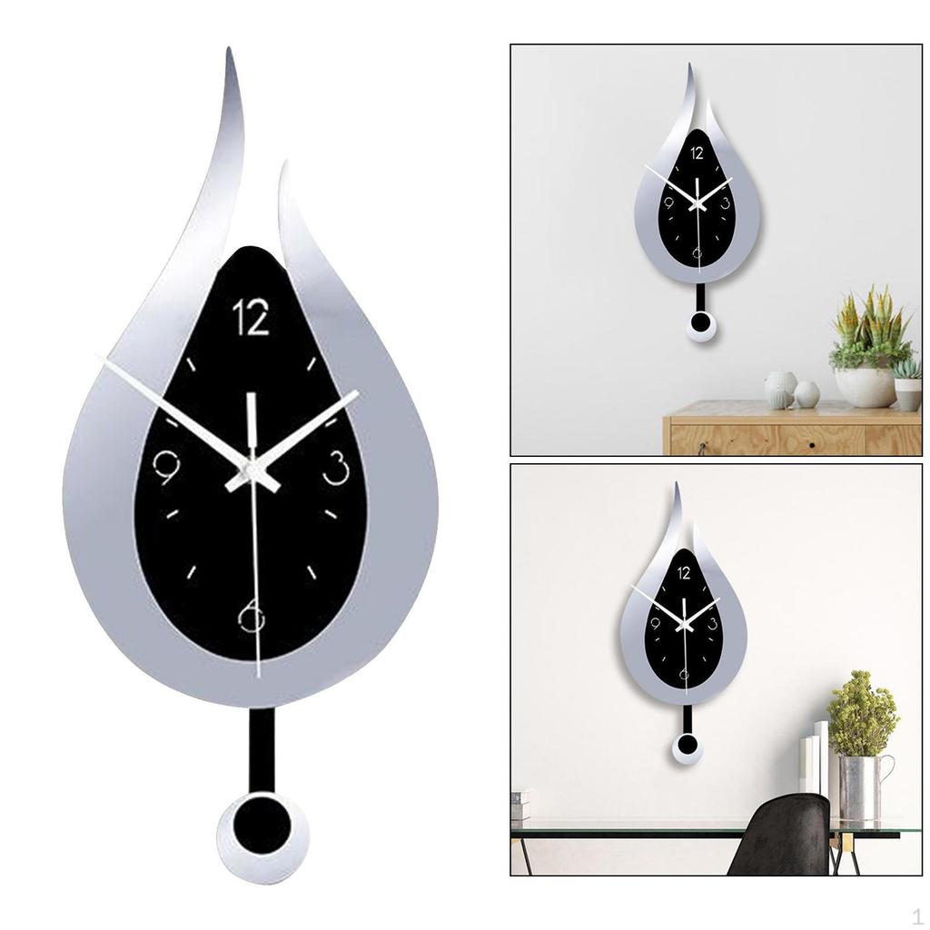 12 Inch Quiet Pendulum Wall Clock for Home Use, Non Ticking Office And Bedroom (Battery Powered)