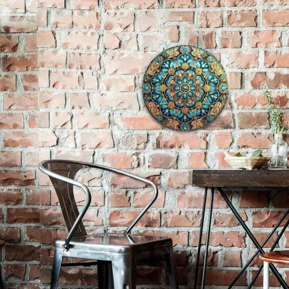 1PC 3D Mandala Flower Metal Wall Art Decor Gold Green Black