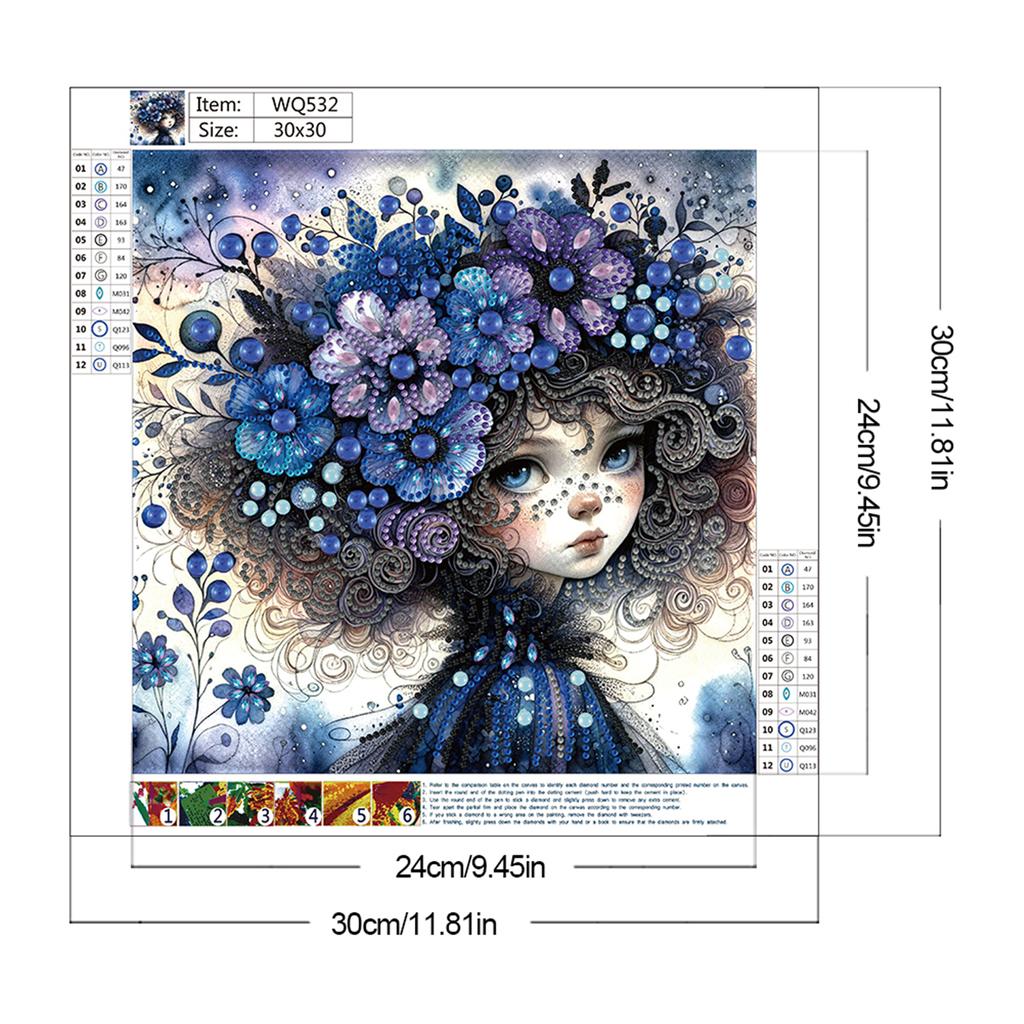 Little Girl Partial DIY Irregular Drill Crystal Painting Art Craft for Adults/Beginners Gift Idea Home Decor 11.81x11.81inch