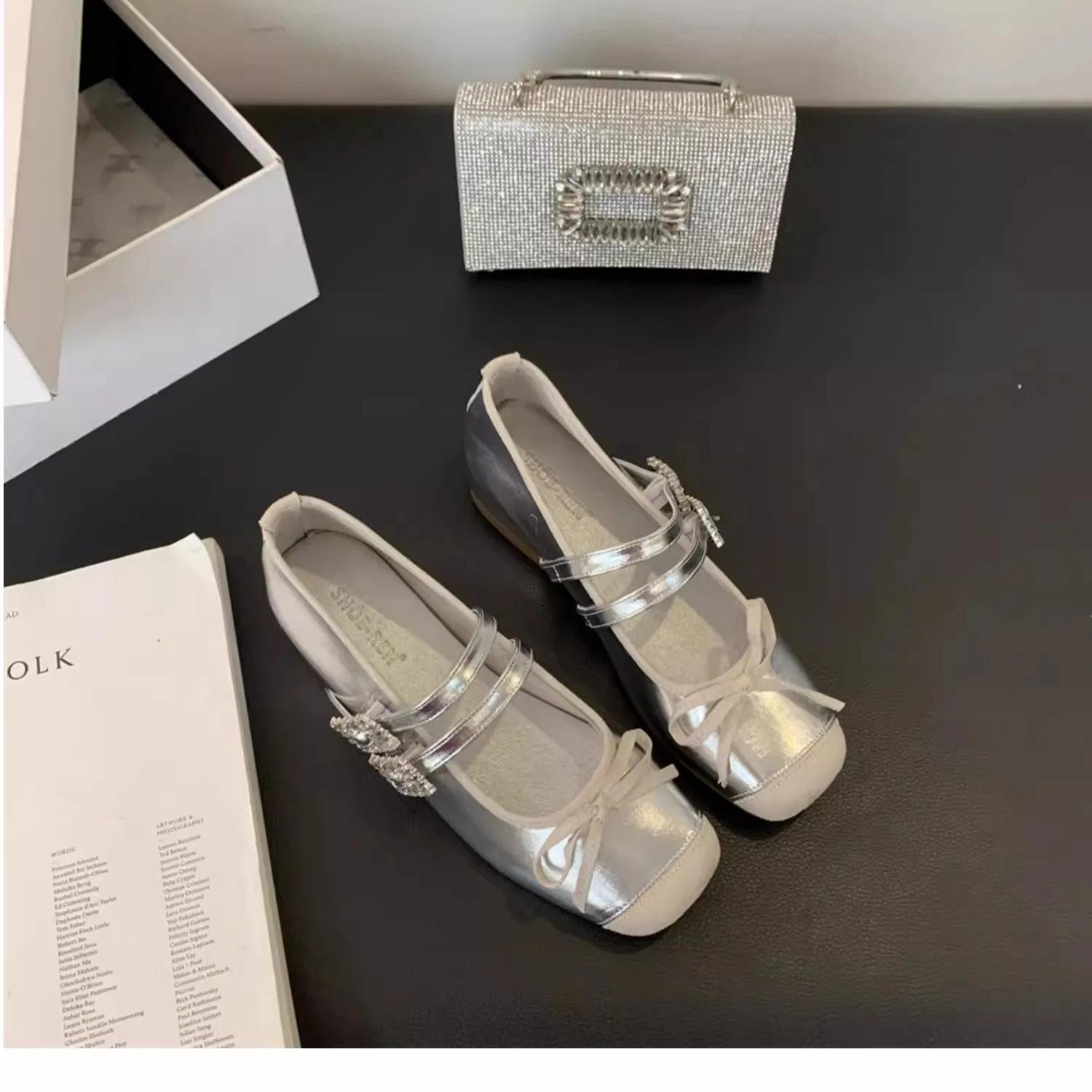 

Модные высококачественные туфли Мэри Джейн с двойной пряжкой на среднем каблуке, женские мягкие и удобные туфли для женщин Zapatos De Mujer 40 серебряный