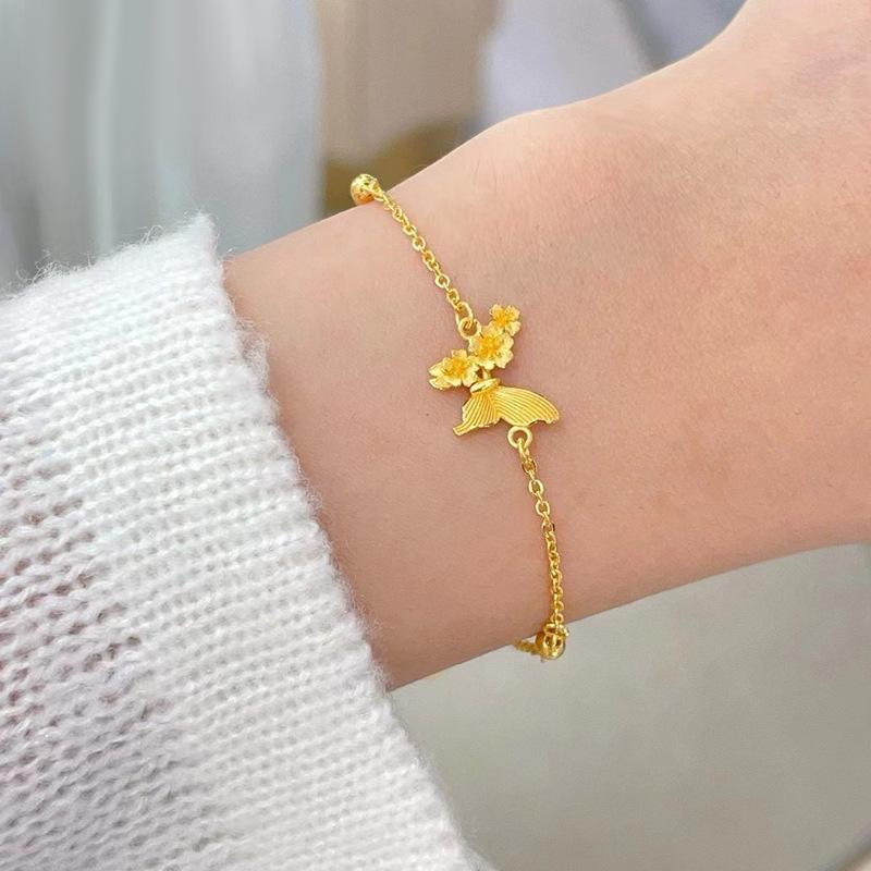 Flower butterfly flowing water pendant necklace light luxury temperament high sense collarbone chain niche sweet versatile jewelry