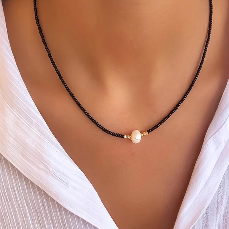 Natural Freshwater Pearl Adjustable Necklace, Versatile Clavicle Chain for Women Daily Wear