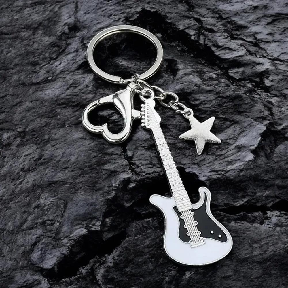 A Creative Classic Mini Rock Electronic Guitar-Shaped Key Chain Pendant Fashion Backpack Decorative b Accessories Gift