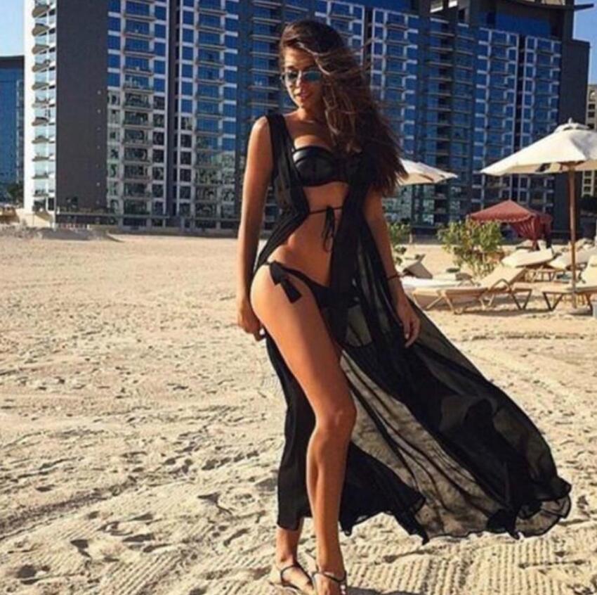 

Дами влітку без рукавів пов язка суцільна довжина підлоги велика свінг кардиган пляж сонцезахисна сорочка захист sleeveless чорний