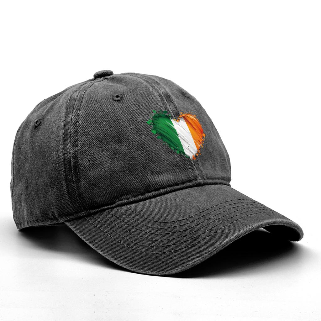 Heart Flag of Ireland Print Adjustable Hats For Woman Solid Color Fashion Snapback Baseball Caps Perfect For Daily Wear