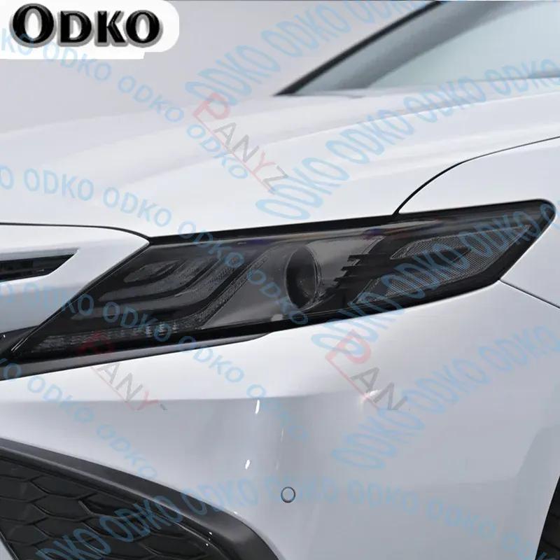 Car Headlight Tint Smoked Black Protective Film TPU Stickers TPU Sticker For Toyota Camry XV70 2018