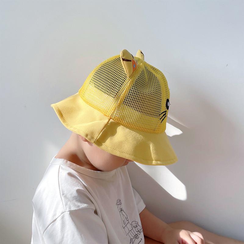 Cartoon Kids Summer Sun Hat With Large Brim And Breathable Polyester For Outdoor Play