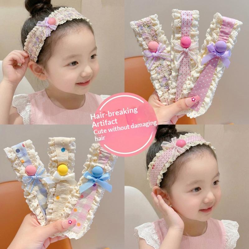 1/3Pcs Sweet Cute Baby Headbands Bangs Stickers Girls Princess Hair Artifact Kids Headwear Photography Props
