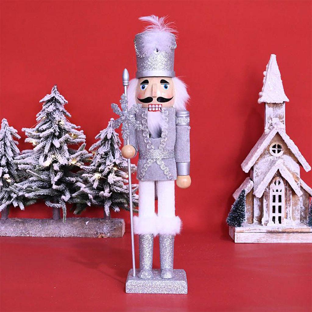 

Vintage Wood Nutcracker Soldier Figures Home Desktop Ornaments Xmas Birthday Gift серебряный