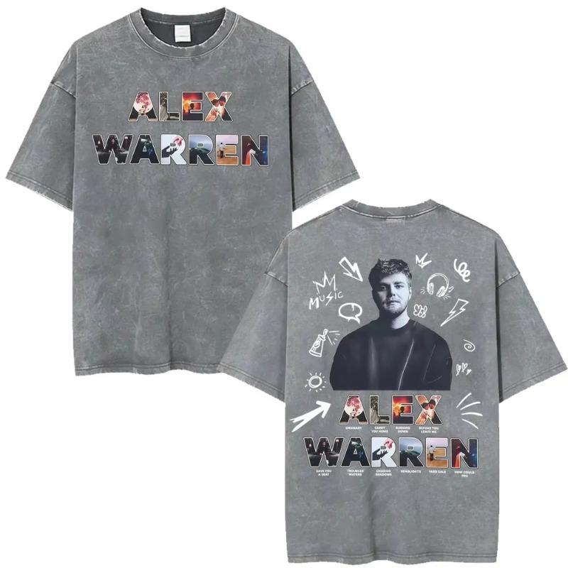 Alex Warren Little Orphan Alex Live Tour 2026 Graphic T Shirt Men's Clothing Vintage Washed T-shirts Casual O-Neck Loose T-shirt
