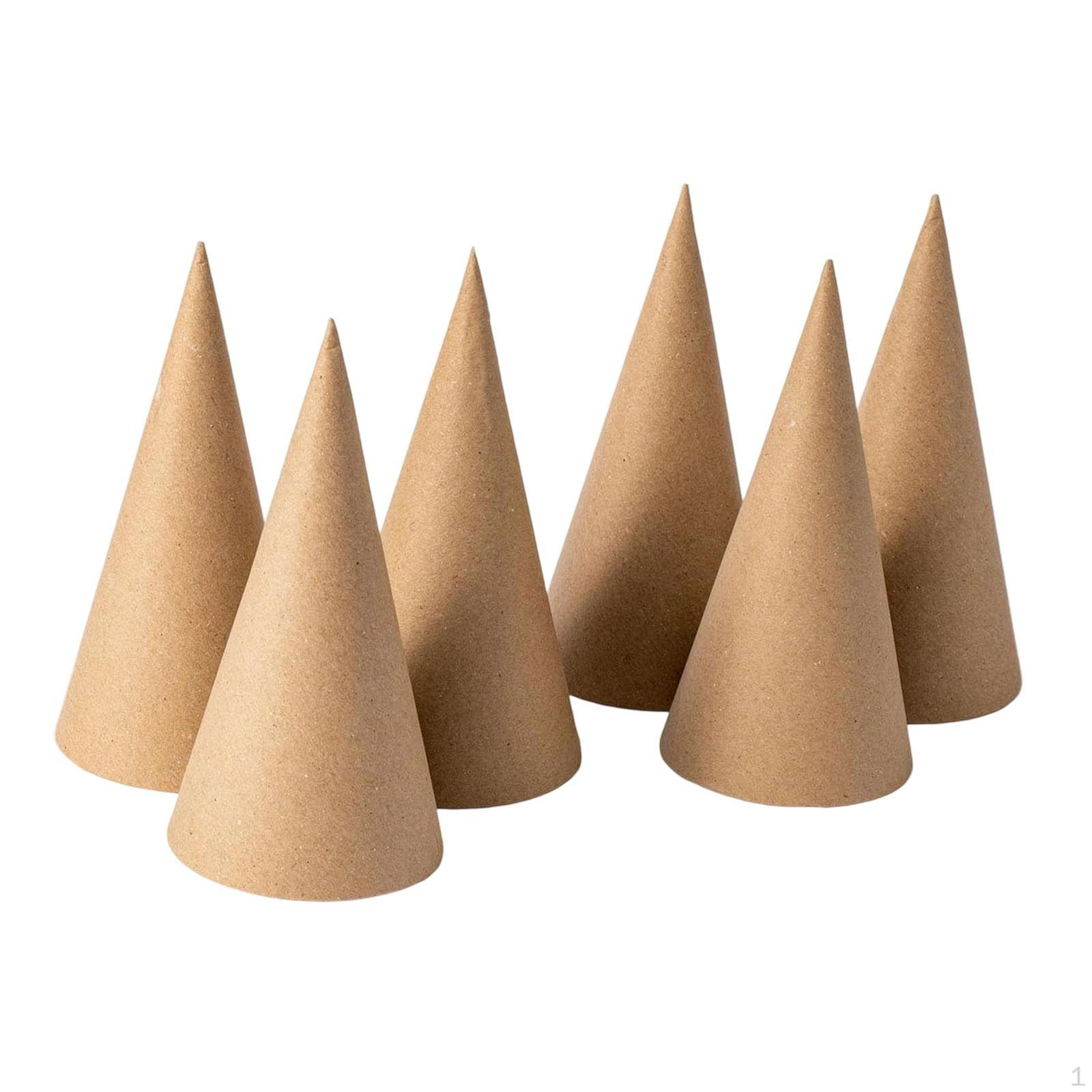 

6 Open-bottom Paper Mache Cones, Imaginative Decoration for Crafts, Painting, And Party Hat 15cm