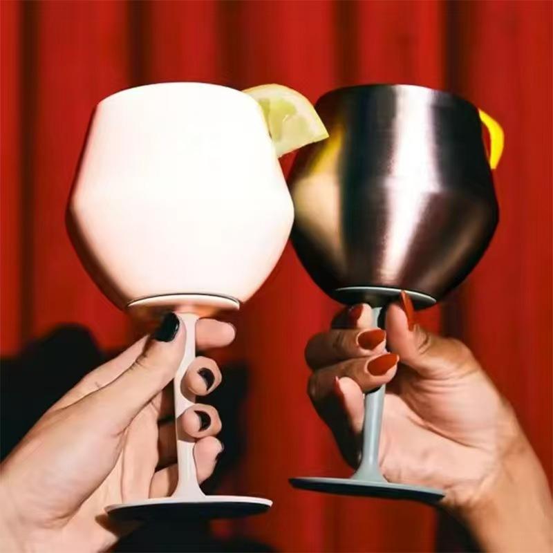 14oz Stainless Steel Double-layer Goblet Two-in-one Detachable Heat Cold Wine Glass Coffee Cup Kitchen Coffee Bar Accessories