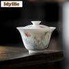 120ml Hand-painted Blue And White Butterfly Gaiwan Aesthetic Tea Tureen Tea Bowl With Lid Kit Tea Making Cover Bowl Tea Items
