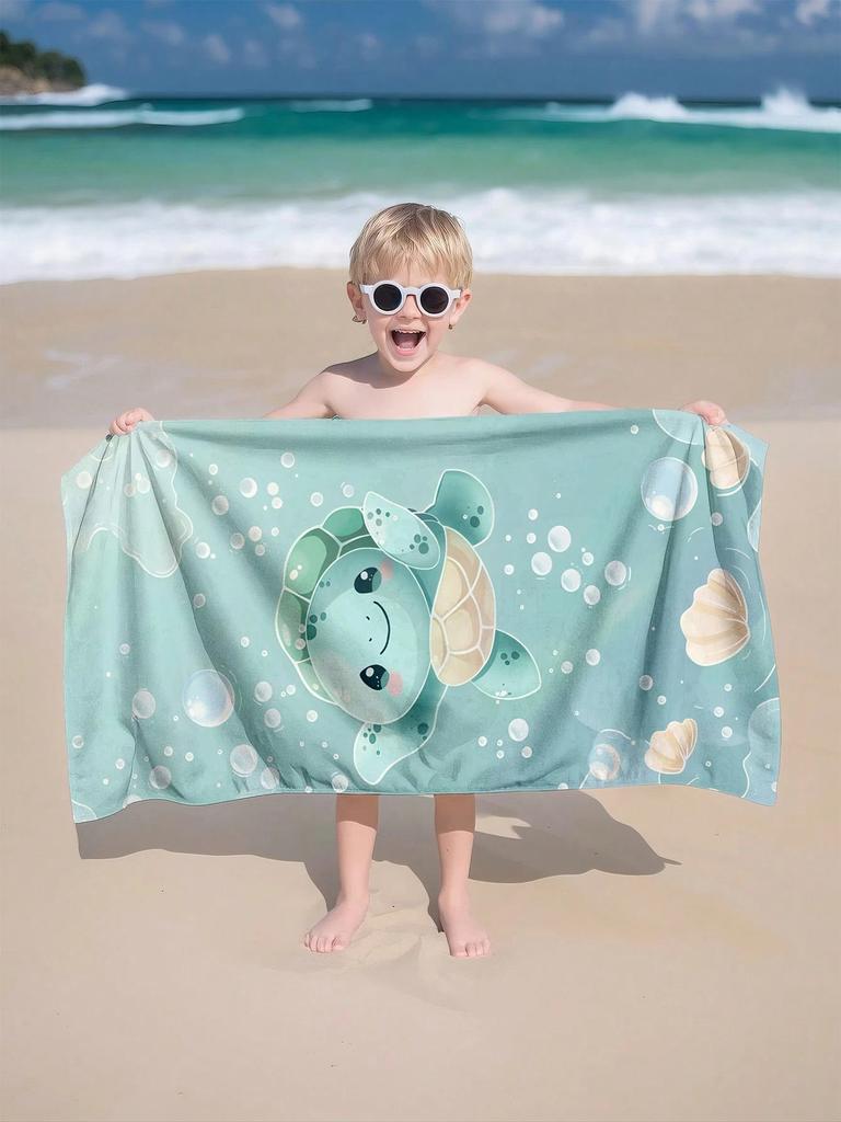 Mintgrünes Schildkröten-Strandtuch, ultrafeine Faser, saugfähig, schnell trocknend für Strände, Schwimmbäder, Reisen - Kinder- und Erwachsenentücher