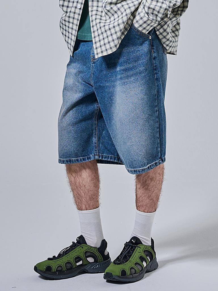 OTHERFITS Bermuda Snow Wash Denim Half Pants (Dark Blue)